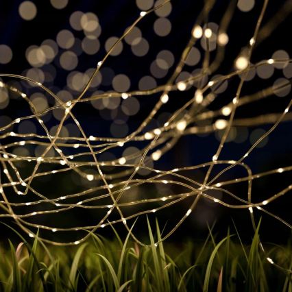 LED Solární dekorační řetěz 200xLED/1,2V 800 mAh 12 m IP44 černá