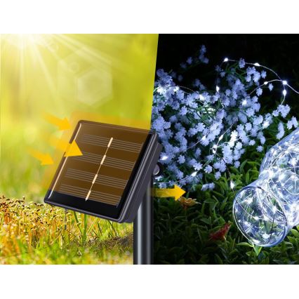 LED Solární dekorační řetěz 200xLED/1,2V 800 mAh 12 m IP44 černá