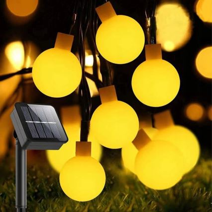 LED Solární dekorační řetěz 30xLED/8 funkcí 500 mAh 6,5 m IP67 teplá bílá