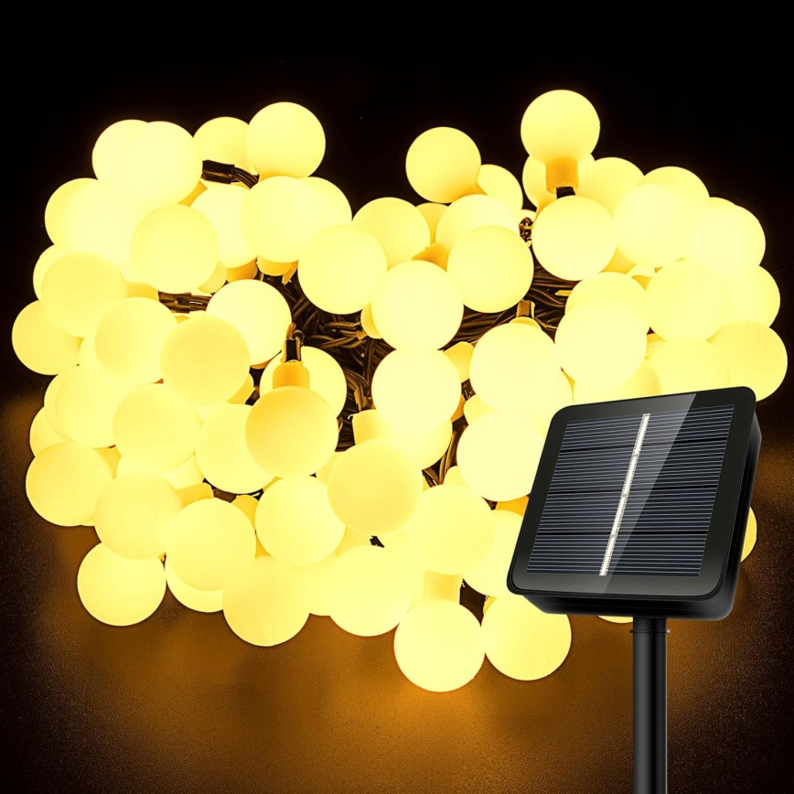 LED Solární dekorační řetěz 30xLED/8 funkcí 500 mAh 6,5 m IP67 teplá bílá