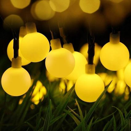 LED Solární dekorační řetěz 50xLED/8 funkcí 500 mAh 9,5 m IP67 teplá bílá