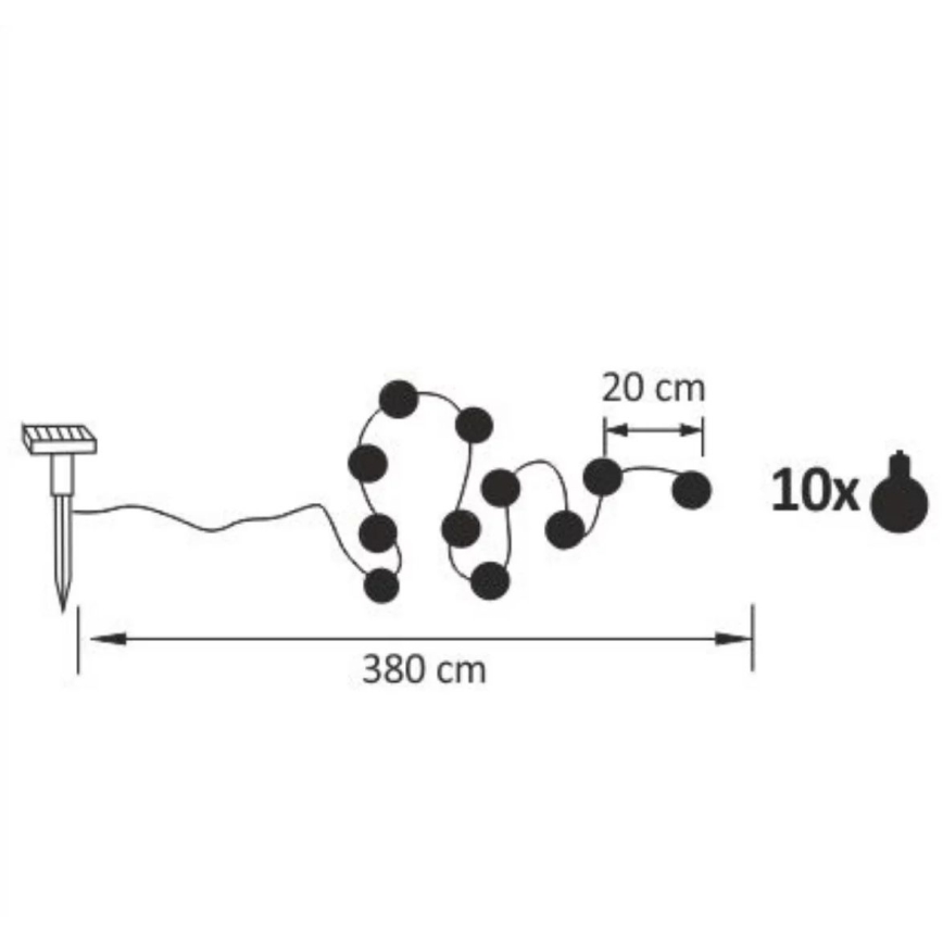 LED Solární dekorační řetěz LED/1,2V 3,8 m IP44