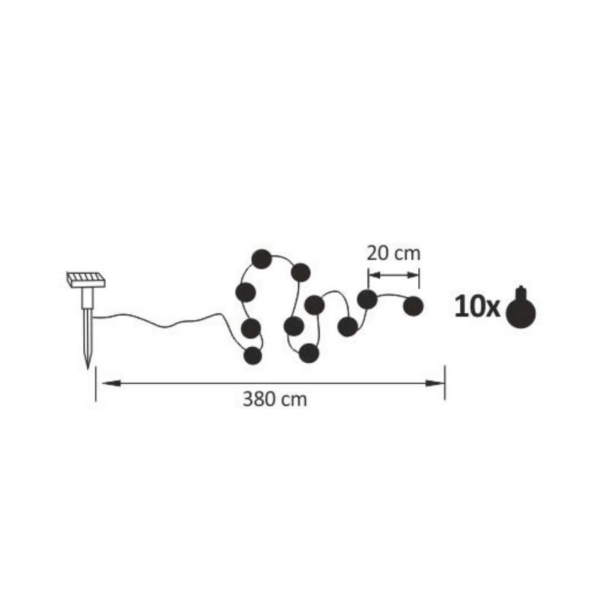 LED Solární dekorační řetěz LED/1,2V 300 mAh 3,8 m IP44