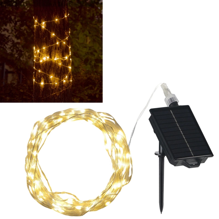 LED Solární dekorační řetěz LED/3,7V 1800 mAh 10 m IP44 + dálkové ovládání