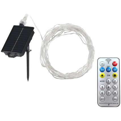 LED Solární dekorační řetěz LED/3,7V 1800 mAh 10 m IP44 + dálkové ovládání