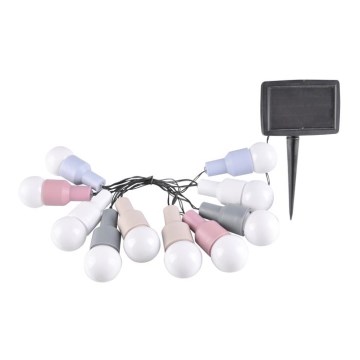 LED Solární dekorační řetěz PASTEL 10xLED/1,2V 300 mAh 3,8 m IP44