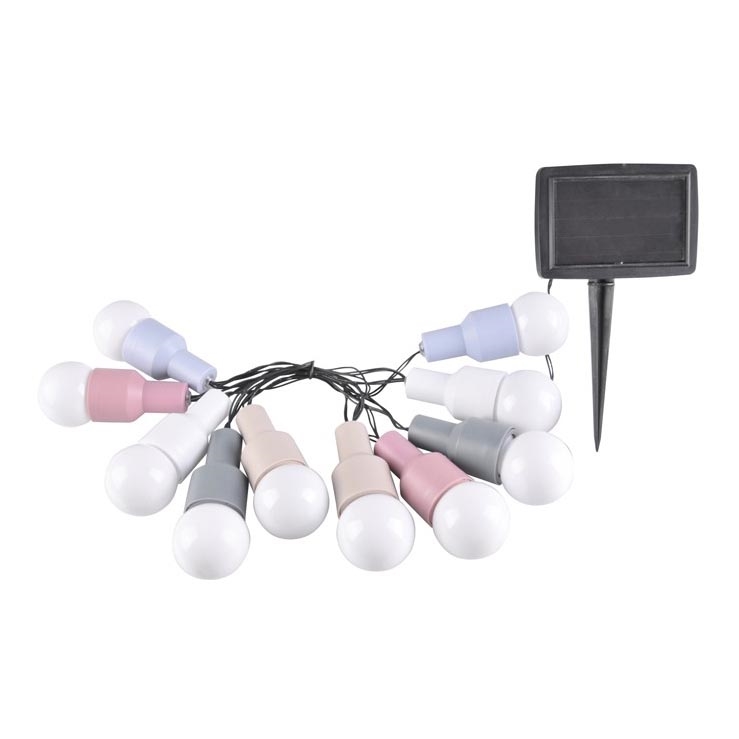 LED Solární dekorační řetěz PASTEL 10xLED/1,2V 300 mAh 3,8 m IP44