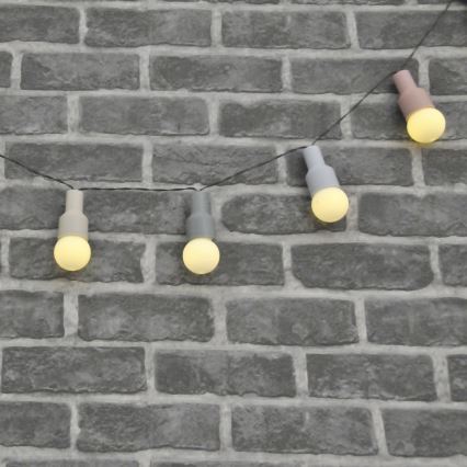 LED Solární dekorační řetěz PASTEL 10xLED/1,2V 300 mAh 3,8 m IP44