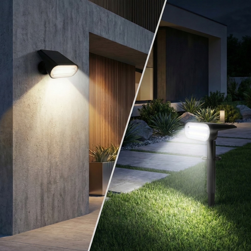 LED Solární lampa 2v1 LED/3,7V 1200 mAh IP54 černá