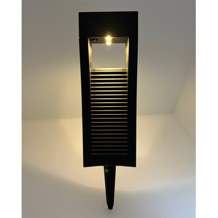 LED Solární lampa 2xLED/1,2V 200 mAh IP44 černá