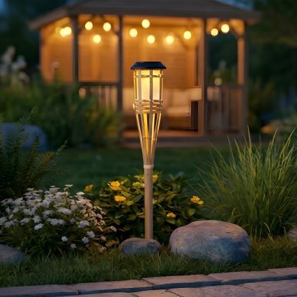 LED Solární lampa BAMBOO LED/1,2V 150 mAh 1800K 56 cm IP44 béžová