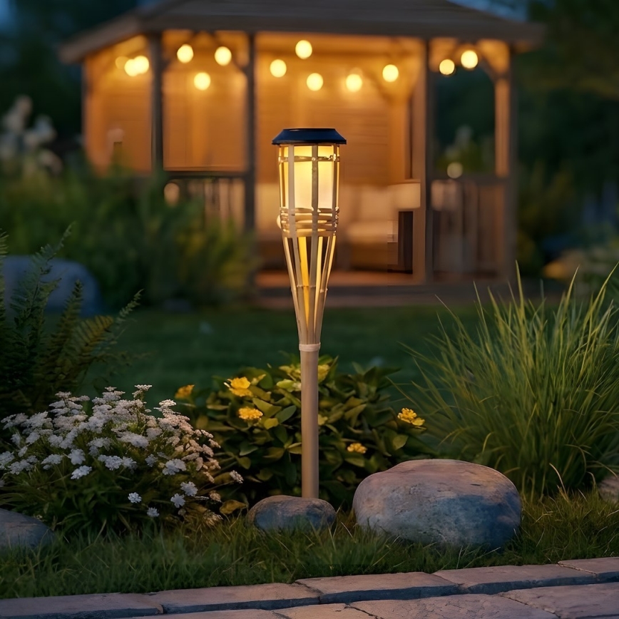 LED Solární lampa BAMBOO LED/1,2V 150 mAh 1800K 56 cm IP44 béžová