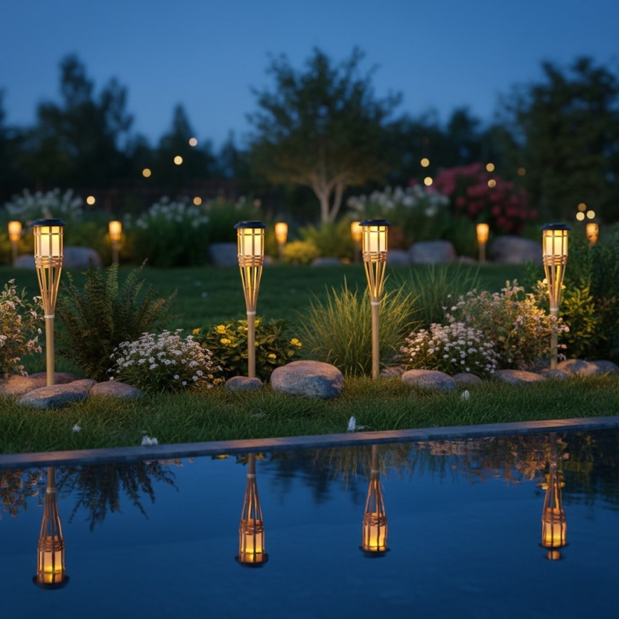 LED Solární lampa BAMBOO LED/1,2V 150 mAh 1800K 56 cm IP44 béžová