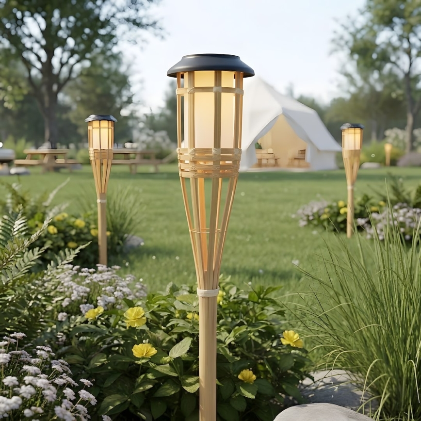 LED Solární lampa BAMBOO LED/1,2V 150 mAh 1800K 56 cm IP44 béžová