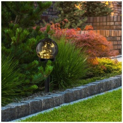 LED Solární lampa GLEAM LED/1,2V 3000K IP44 40 mAh kouřová/černá