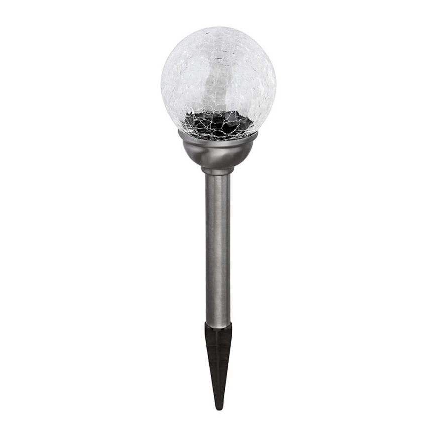 LED Solární lampa KULA LED/1xAA IP44 matný chrom