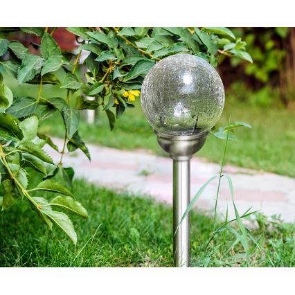 LED Solární lampa KULA LED/1xAAA matný chrom