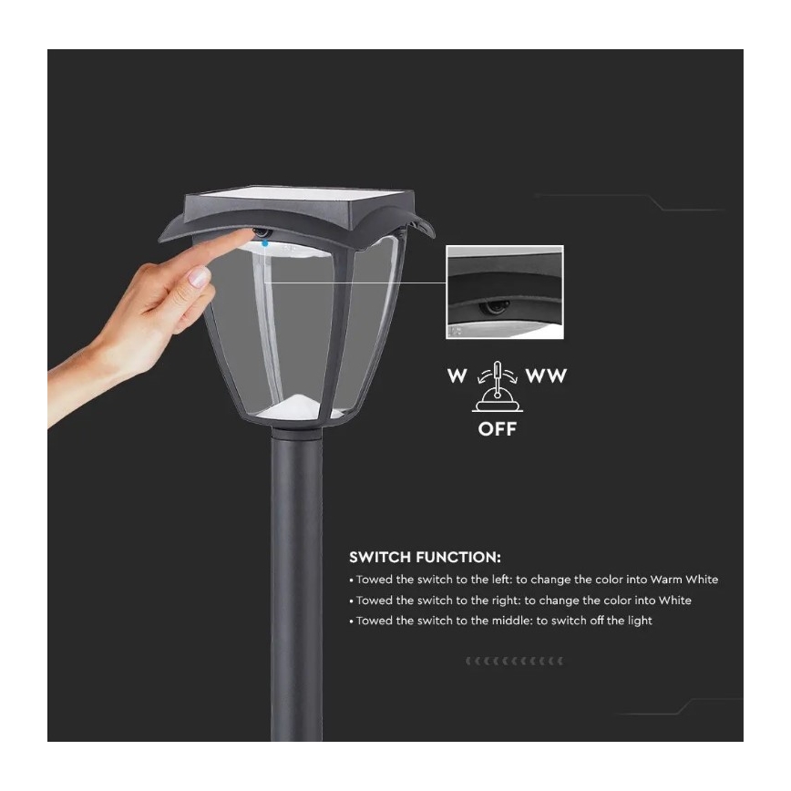LED Solární lampa LED/2W/230V 93 cm 3000/6000K IP65 2200 mAh