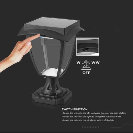 LED Solární lampa LED/2W/3,7V 3000/6000K IP65 2200 mAh
