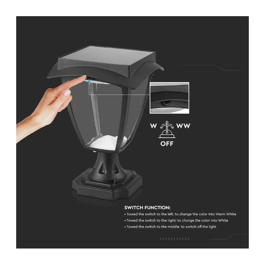 LED Solární lampa LED/2W/3,7V 3000/6000K IP65 2200 mAh