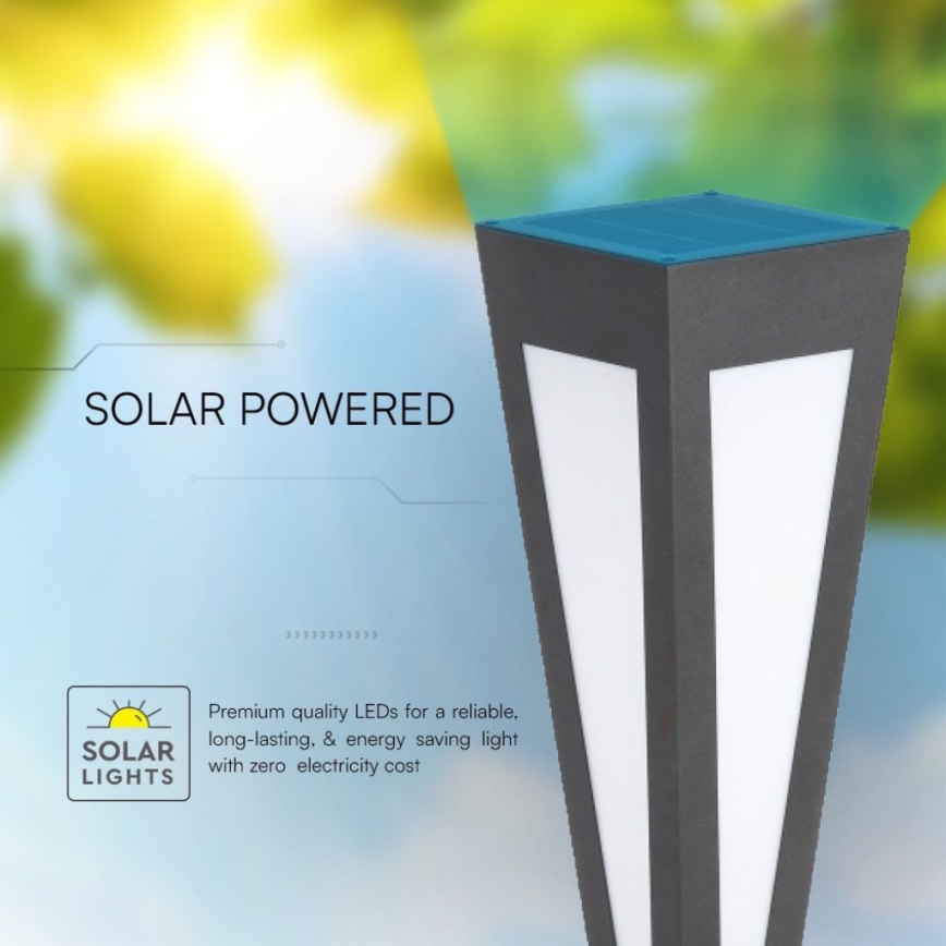 LED Solární lampa LED/2W/3,7V IP65 3000K černá + dálkové ovládání