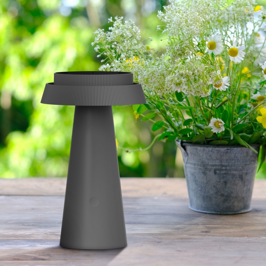 LED Stmívatelná dotyková solární lampa MARAKESZ LED/3,7V USB 3600 mAh 1800/2700/3000K IP54 šedá