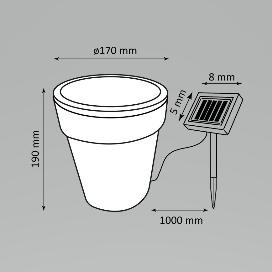 LED Solární lampa POT LED/1,2V IP44