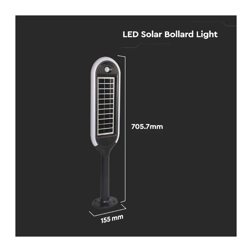 LED Solární lampa se senzorem BOLLARD LED/5W/5,5V 70 cm 3000K IP65