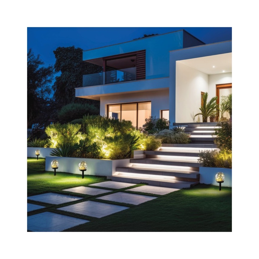 LED Solární lampa se senzorem GLEAM LED/1,2V 3000K IP44 40 mAh čirá/černá