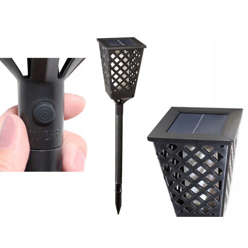 LED Solární lampa se senzorem LED/0,6W/5,5V IP65 107 cm černá