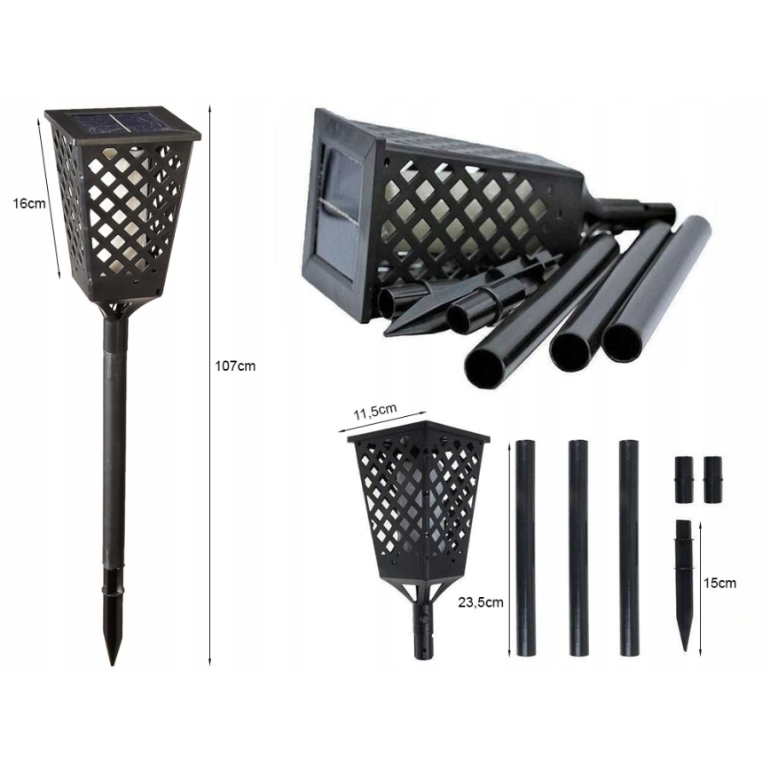 LED Solární lampa se senzorem LED/0,6W/5,5V IP65 2000 mAh 107 cm černá