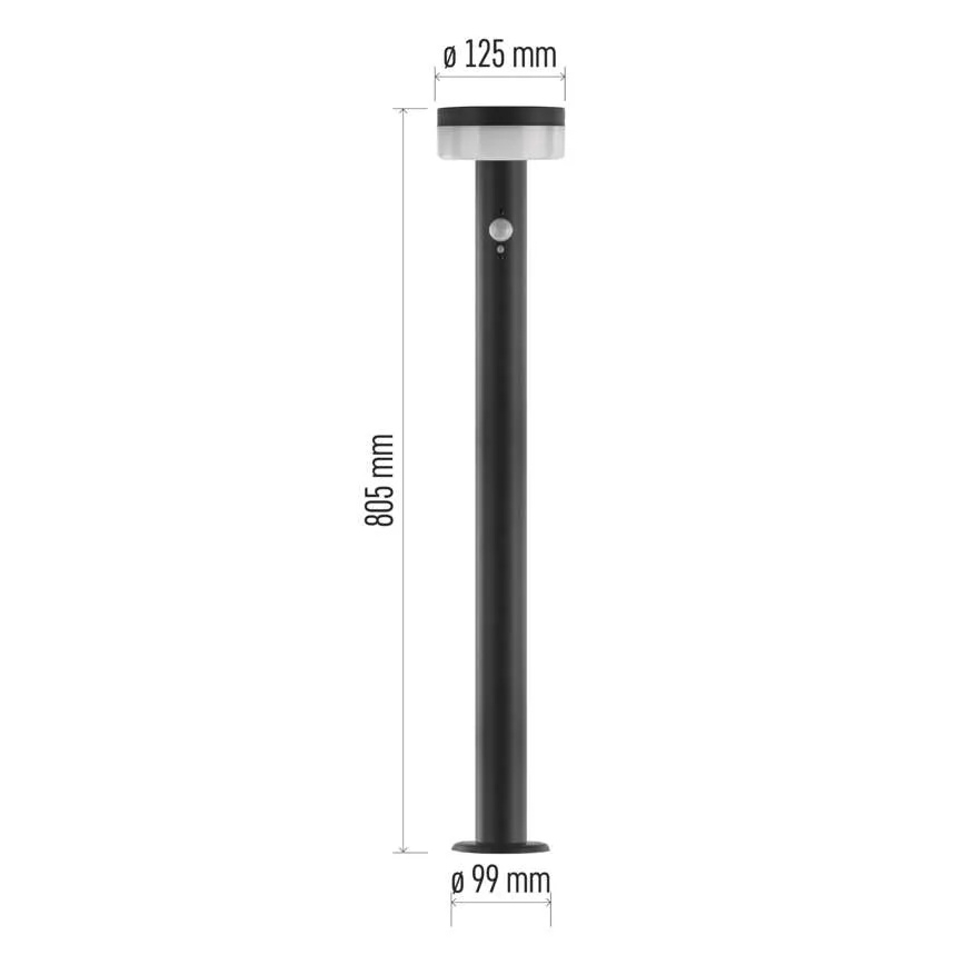 LED Solární lampa se senzorem LED/2W/3,7V 1200 mAh IP44 80 cm