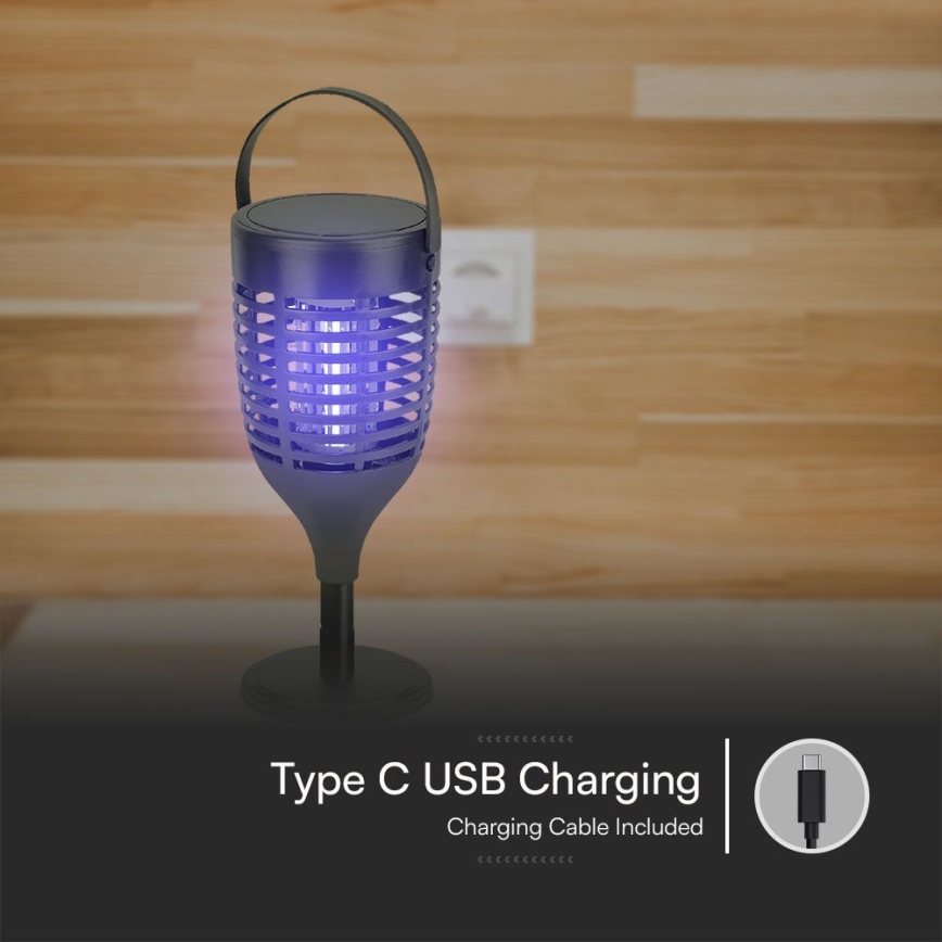 LED Solární lapač hmyzu 3v1 LED/1,3W/3,7V IP24 20 m² 2200 mAh