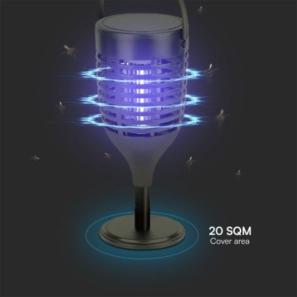 LED Solární lapač hmyzu 3v1 LED/1,3W/3,7V IP24 20 m² 2200 mAh