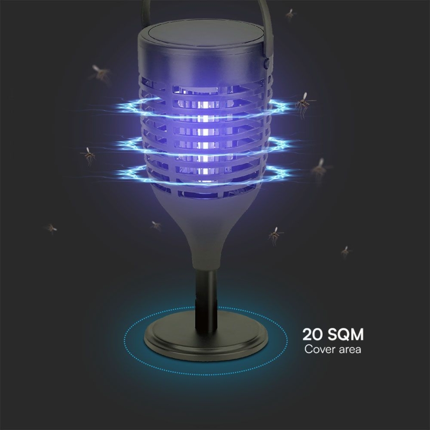 LED Solární lapač hmyzu 3v1 LED/1,3W/3,7V IP24 20 m² 2200 mAh