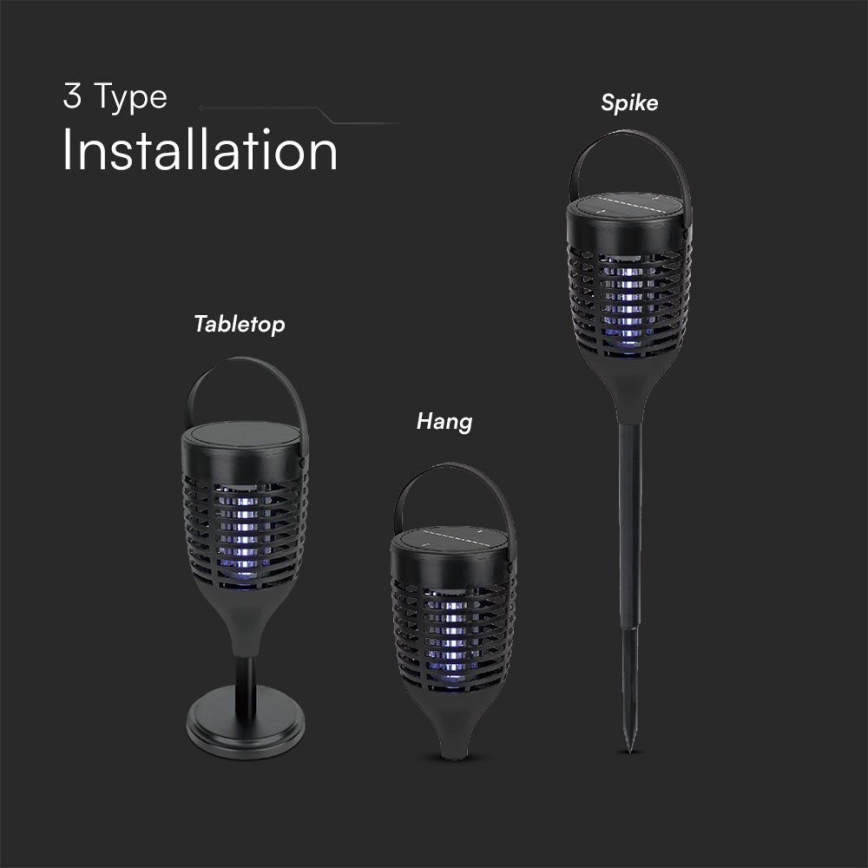 LED Solární lapač hmyzu 3v1 LED/1,3W/3,7V IP24 20 m² 2200 mAh