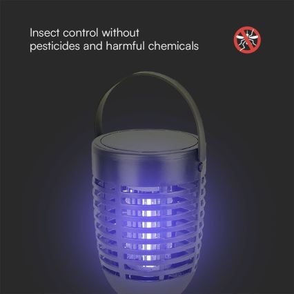 LED Solární lapač hmyzu 3v1 LED/1,3W/3,7V IP24 20 m² 2200 mAh