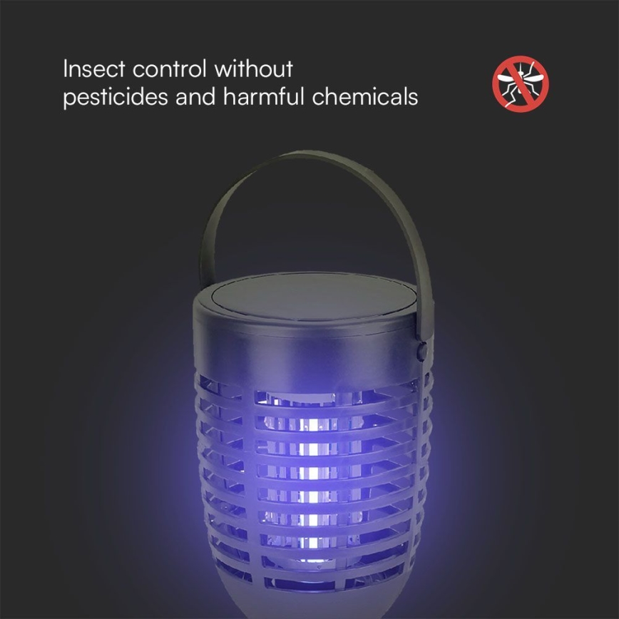 LED Solární lapač hmyzu 3v1 LED/1,3W/3,7V IP24 20 m² 2200 mAh