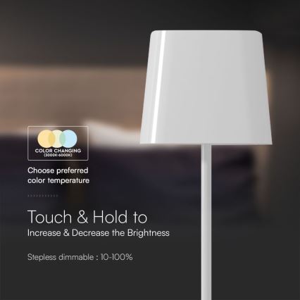 LED Solární stmívatelná magnetická dotyková nabíjecí stolní lampa LED/5W/5V 3000-6000K 3600 mAh IP65 bílá