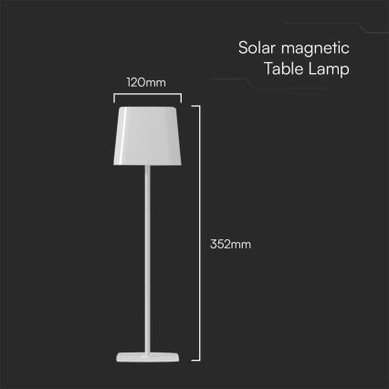 LED Solární stmívatelná magnetická dotyková nabíjecí stolní lampa LED/5W/5V 3000-6000K 3600 mAh IP65 bílá