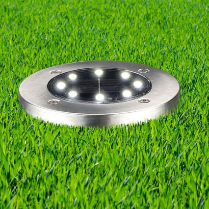 LED Solární nájezdové svítidlo SOLLY LED/1,2V 6500K pr. 11,5 cm 300 mAh IP44 matný chrom