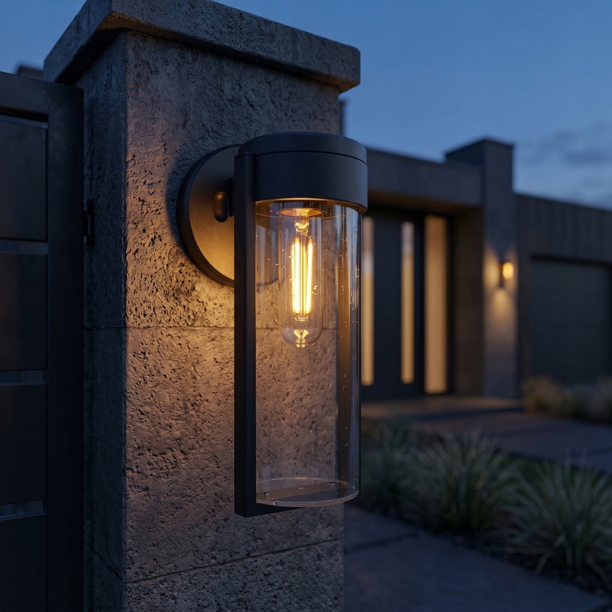 LED Solární nástěnná lampa LED/1W/3,7V 500 mAh IP65 černá
