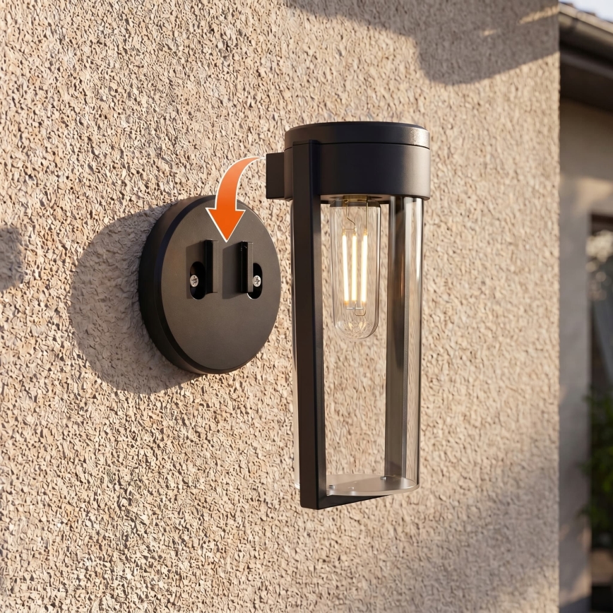 LED Solární nástěnná lampa LED/1W/3,7V 500 mAh IP65 černá
