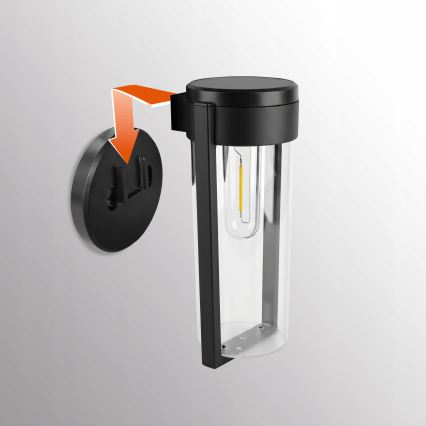 LED Solární nástěnná lampa LED/1W/3,7V 500 mAh IP65 černá