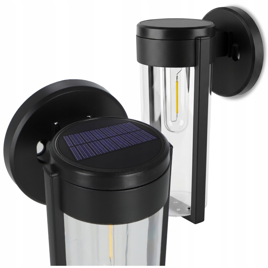 LED Solární nástěnná lampa LED/1W/3,7V 500 mAh IP65 černá
