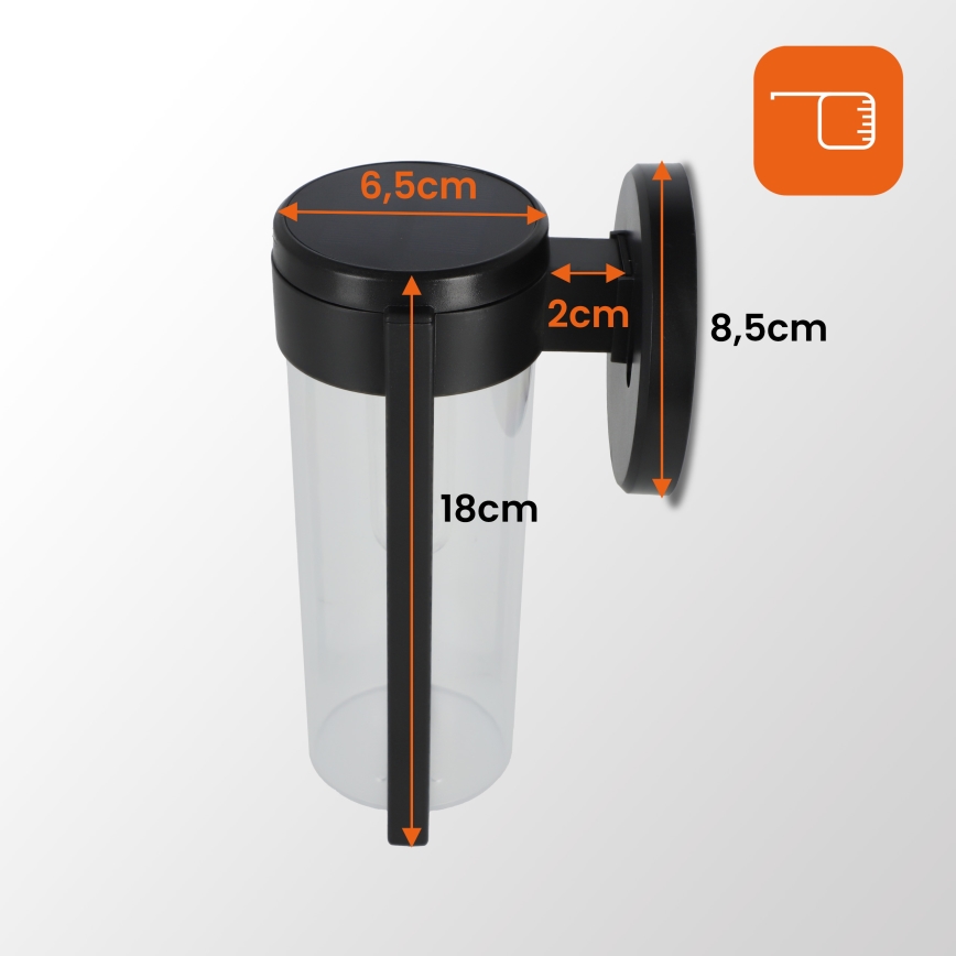 LED Solární nástěnná lampa LED/1W/3,7V 500 mAh IP65 černá