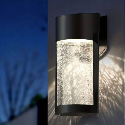 LED Solární nástěnná lampa LED/3,7V 300 mAh IP44 černá