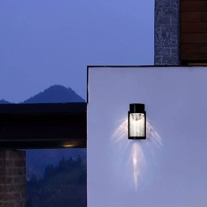 LED Solární nástěnná lampa LED/3,7V 300 mAh IP44 černá