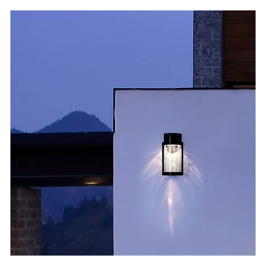 LED Solární nástěnná lampa LED/3,7V 300 mAh IP44 černá
