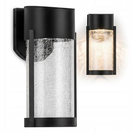 LED Solární nástěnná lampa LED/3,7V 300 mAh IP44 černá